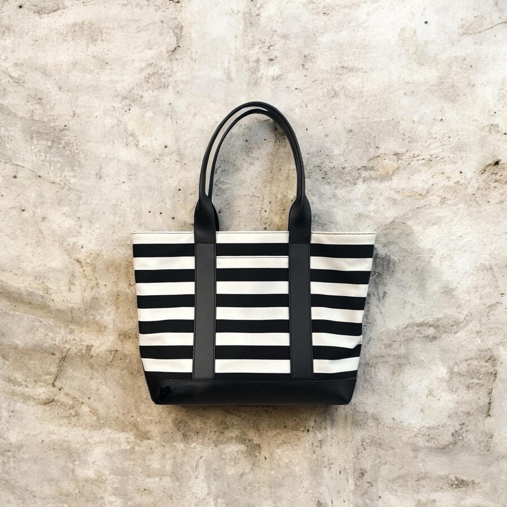 Michael Kors Striped Black and Cream Tote - Picture 3 of 4
